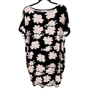 Fighting Eel Black and Pink Floral Midi Dress